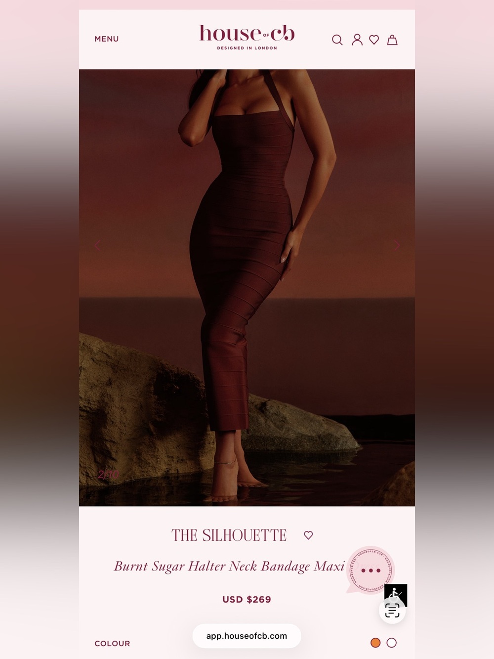 House Of CB Burnt Sugar Halter Neck Bandage Maxi Dress NWT